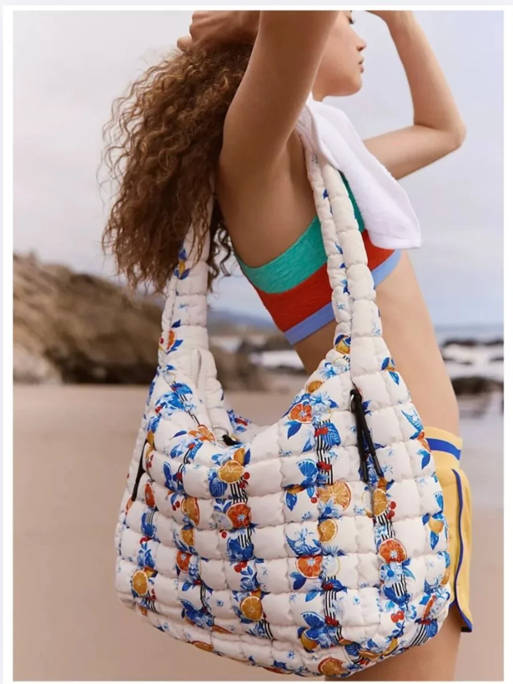 Free People Printed Quilted Carryall Tote 🍊 Tangerine Dream - LIMITED EDITION